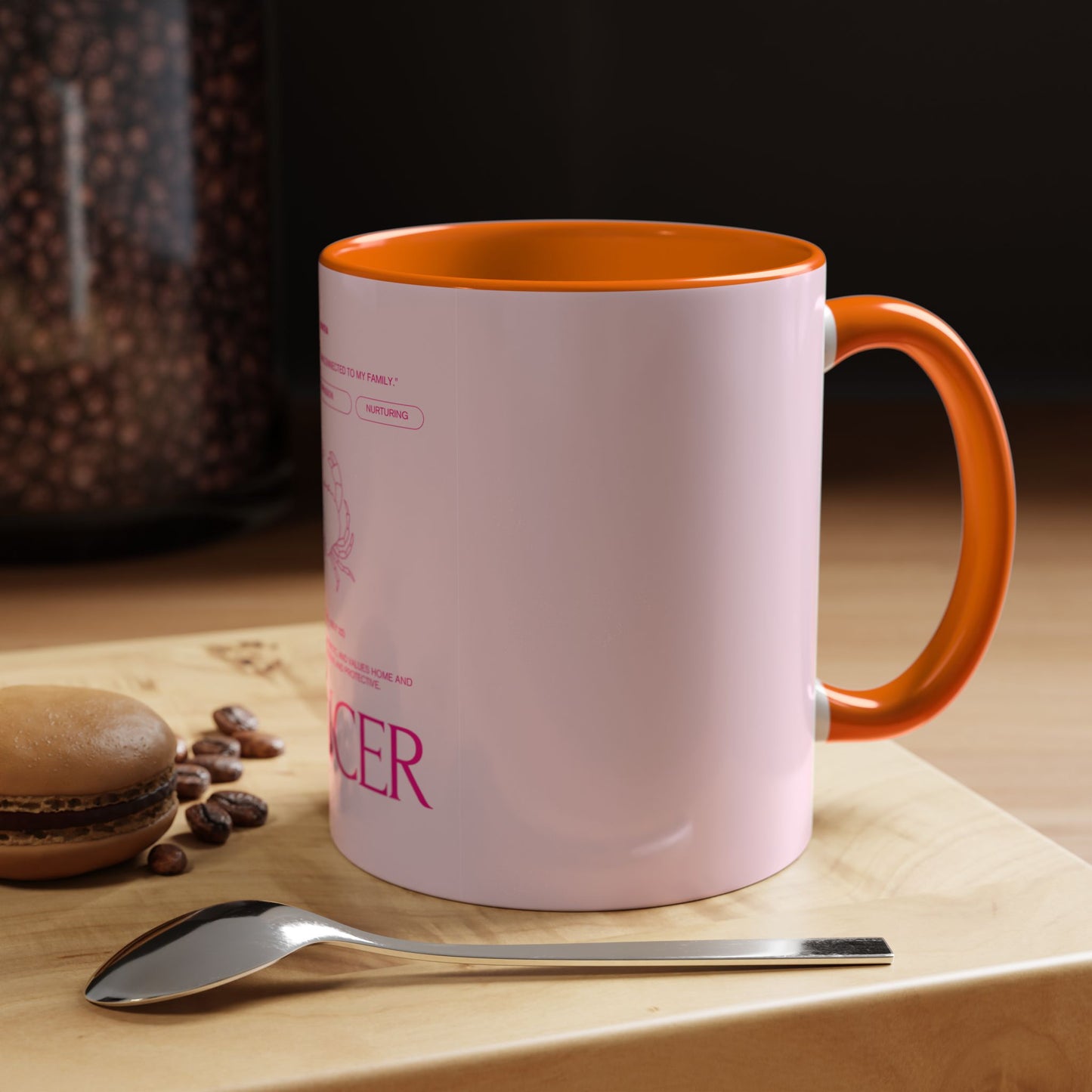 Cancer Zodiac Accent Coffee Mug — Pink Astrology Horoscope Gift (11/15oz)