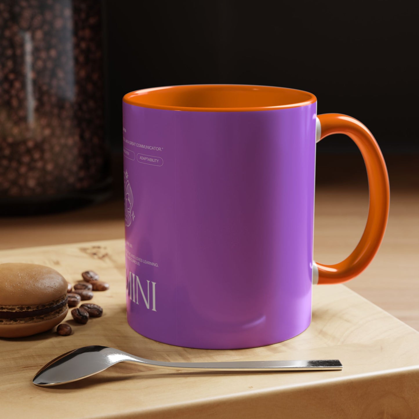 Gemini Zodiac Accent Coffee Mug — Purple Astrology Horoscope 11/15oz