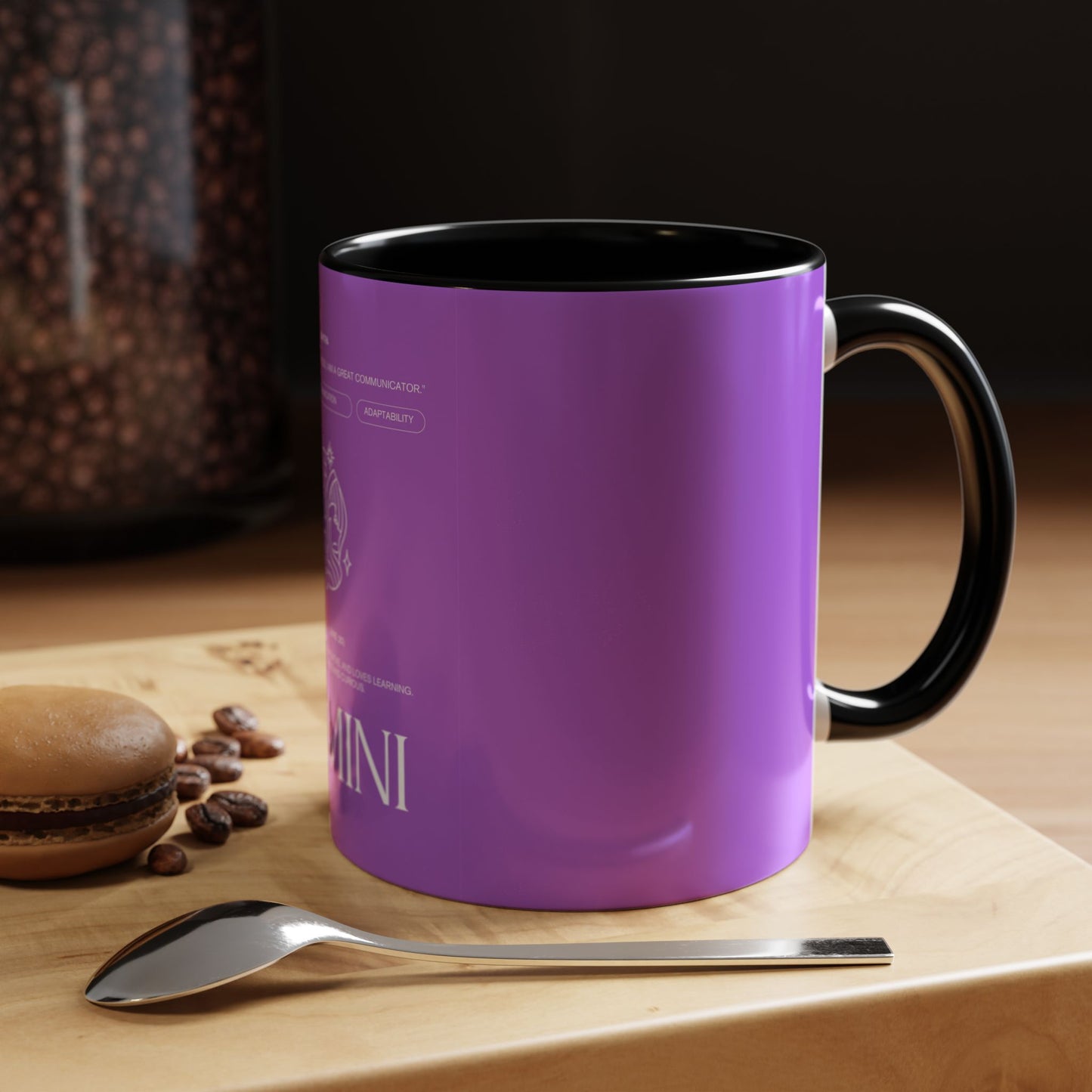 Gemini Zodiac Accent Coffee Mug — Purple Astrology Horoscope 11/15oz
