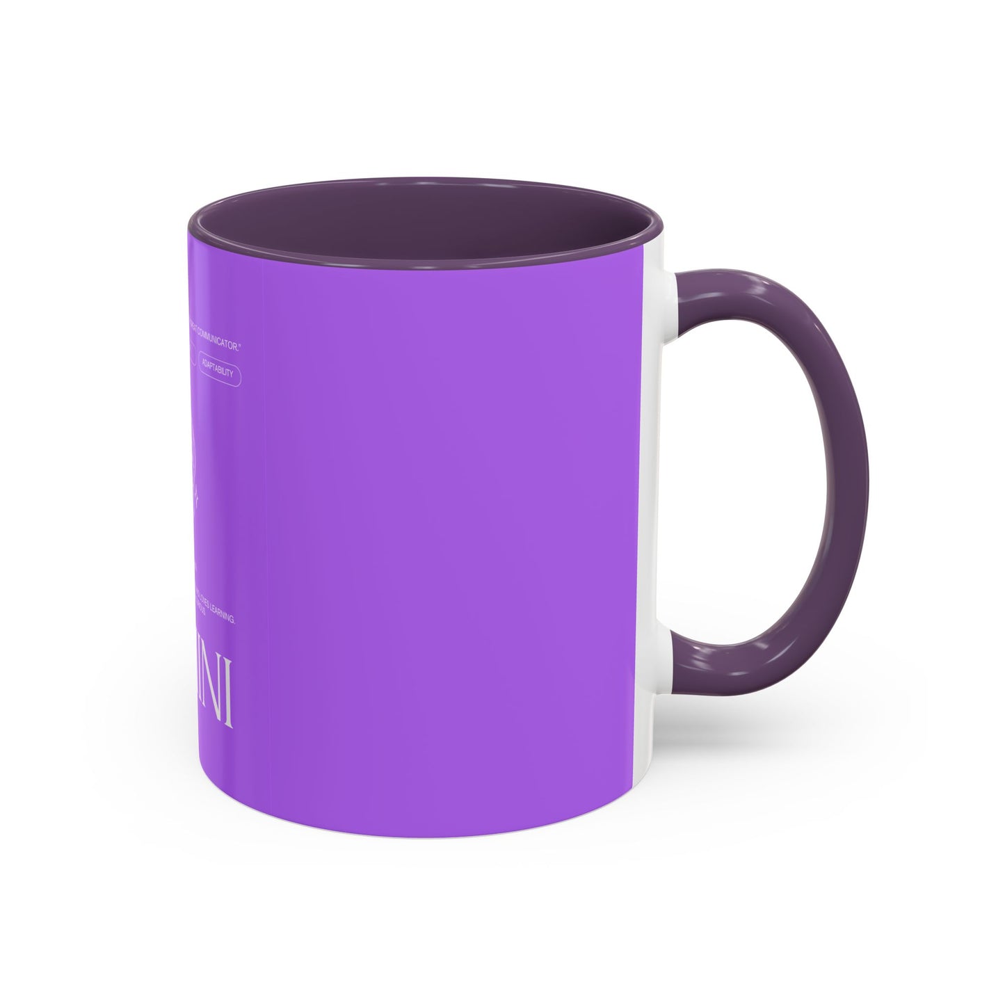 Gemini Zodiac Accent Coffee Mug — Purple Astrology Horoscope 11/15oz