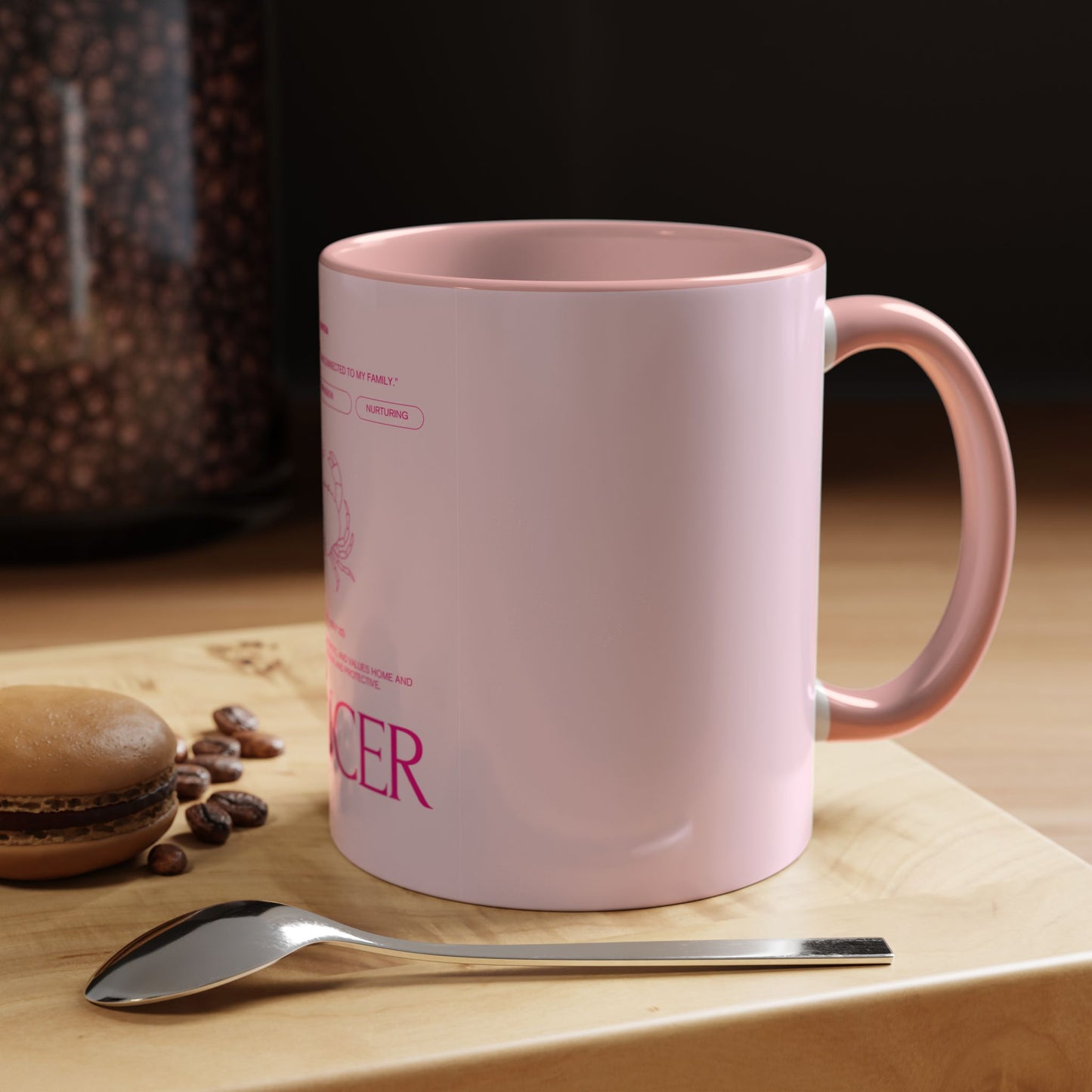 Cancer Zodiac Accent Coffee Mug — Pink Astrology Horoscope Gift (11/15oz)