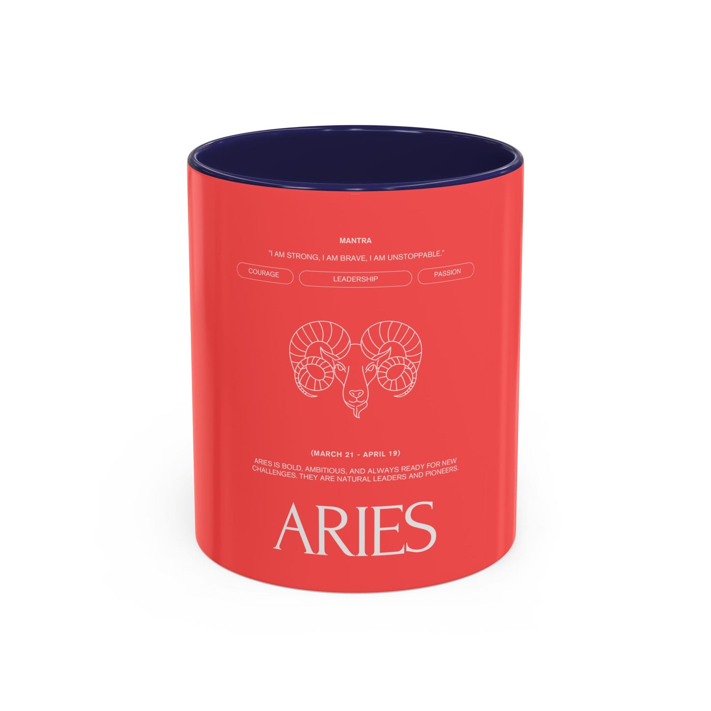 Aries Zodiac Accent Coffee Mug — Red Astrology Horoscope Gift (11/15oz)