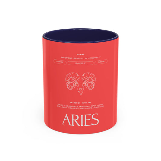 Aries Zodiac Accent Coffee Mug — Red Astrology Horoscope Gift (11/15oz)