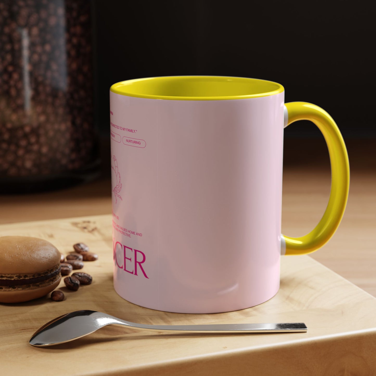 Cancer Zodiac Accent Coffee Mug — Pink Astrology Horoscope Gift (11/15oz)