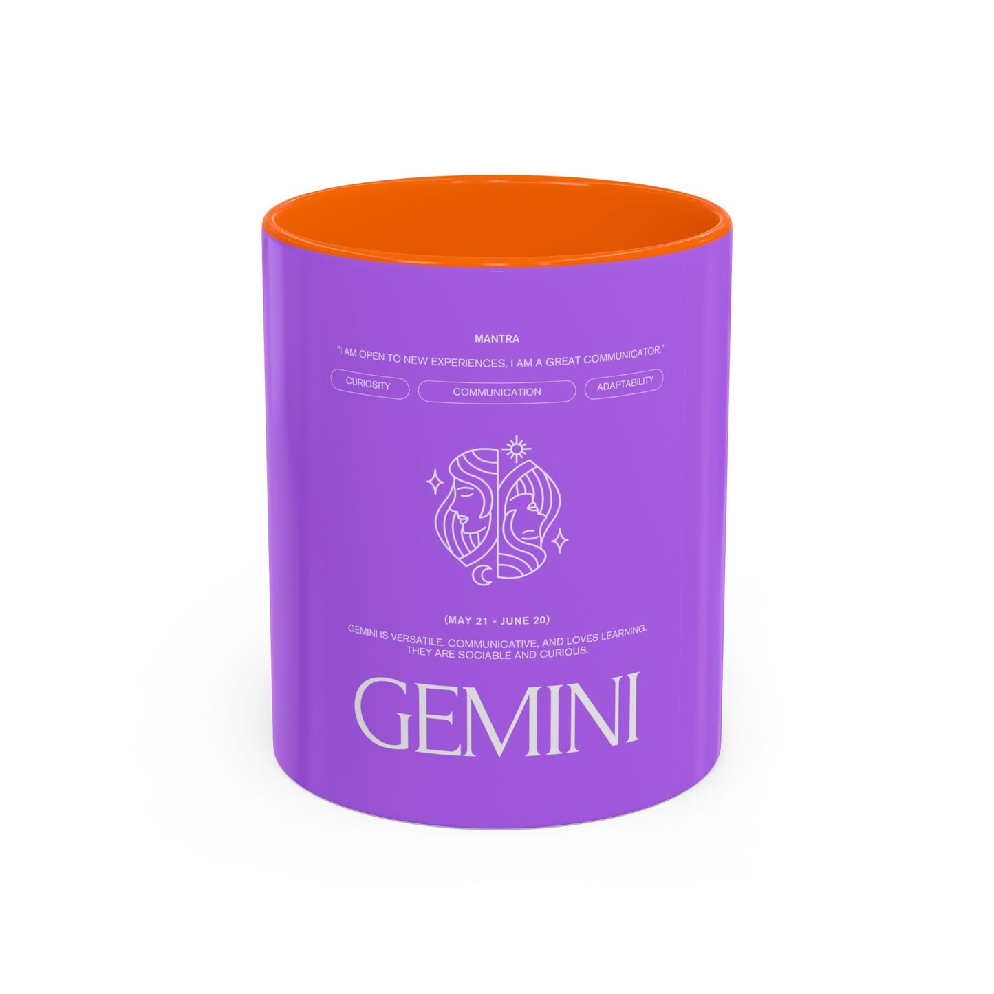 Gemini Zodiac Accent Coffee Mug — Purple Astrology Horoscope 11/15oz
