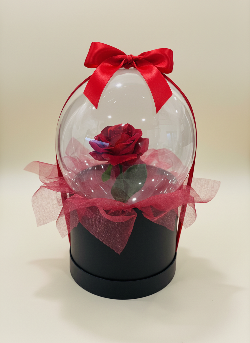 Single Rose Bubble Balloon keepsake